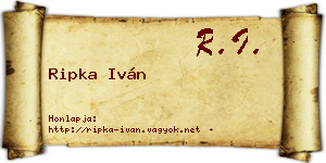 Ripka Iván névjegykártya